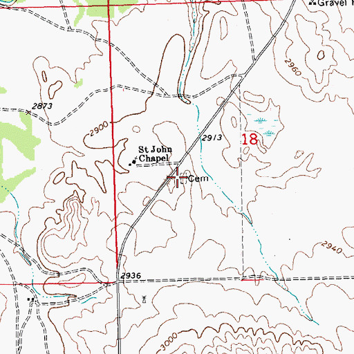Topographic Map of Saint John's Episcopal Church Cemetery, SD