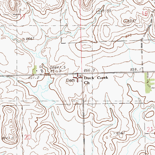 Topographic Map of Duck Creek Lutheran Cemetery, SD