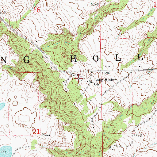 Topographic Map of Long Hollow Presbyterian Cemetery, SD