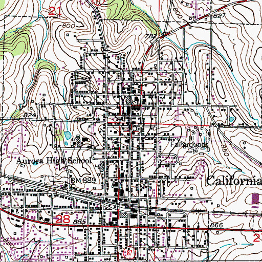 Topographic Map of California Post Office, MO