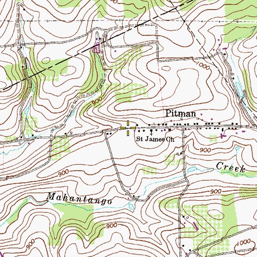 Topographic Map of Pitman Post Office, PA