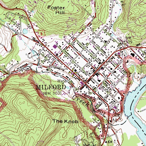 Topographic Map of Milford Post Office, PA