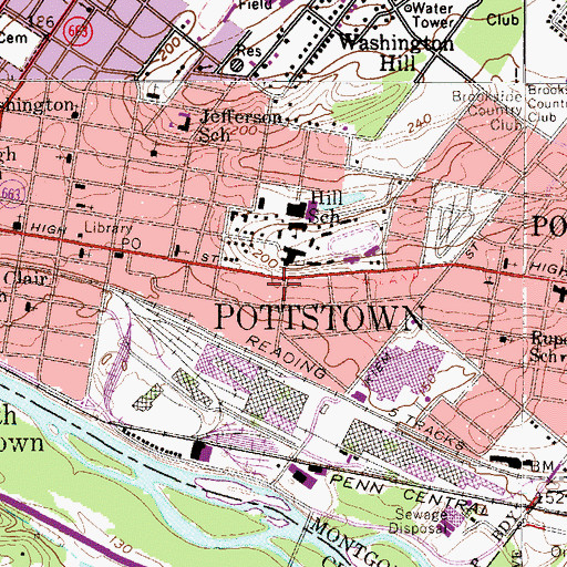 Topographic Map of Pottstown Post Office, PA