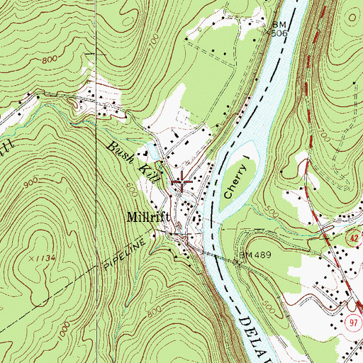 Topographic Map of Millrift Post Office, PA