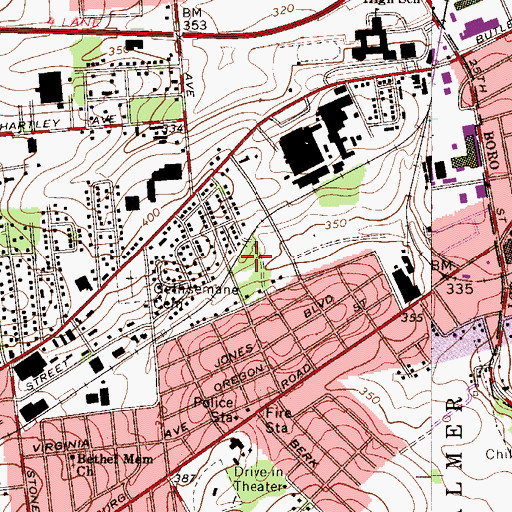 Topographic Map of Palmer Post Office, PA