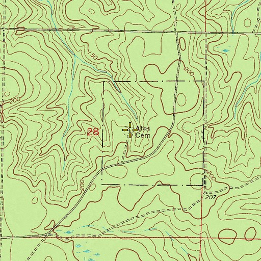 Topographic Map of Ates Cemetery, FL