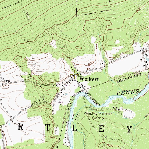 Topographic Map of Weikert Post Office, PA