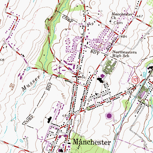 Topographic Map of Manchester Post Office, PA