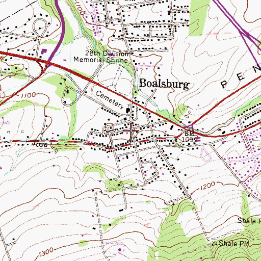 Topographic Map of Boalsburg Post Office, PA