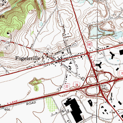 Topographic Map of Fogelsville Post Office, PA
