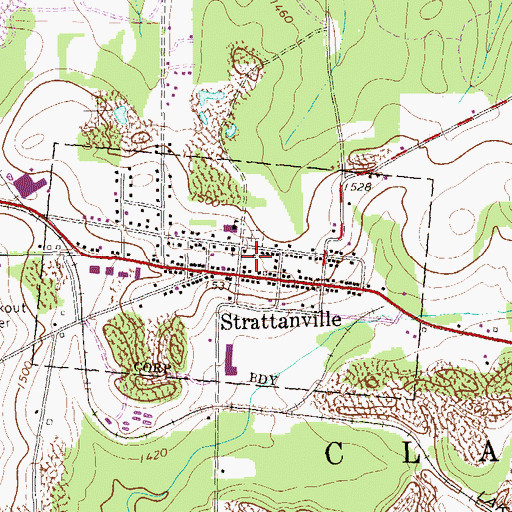 Topographic Map of Strattanville Post Office, PA