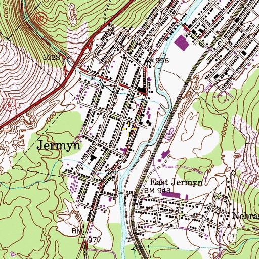 Topographic Map of Jermyn Post Office, PA