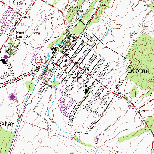Topographic Map of Mount Wolf Post Office, PA