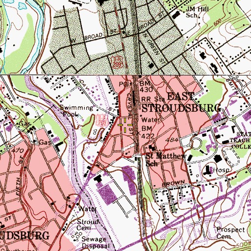 Topographic Map of East Stroudsburg, PA