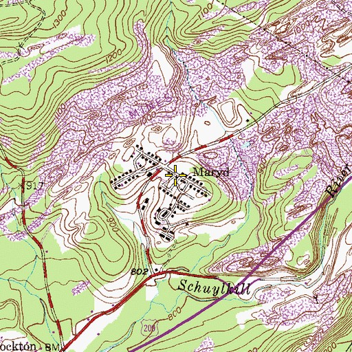 Topographic Map of Mary D Post Office, PA