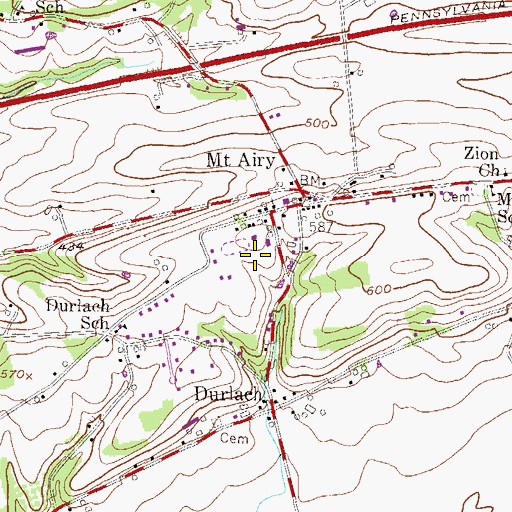 Topographic Map of Northern Lancaster County Regional Police Department, PA