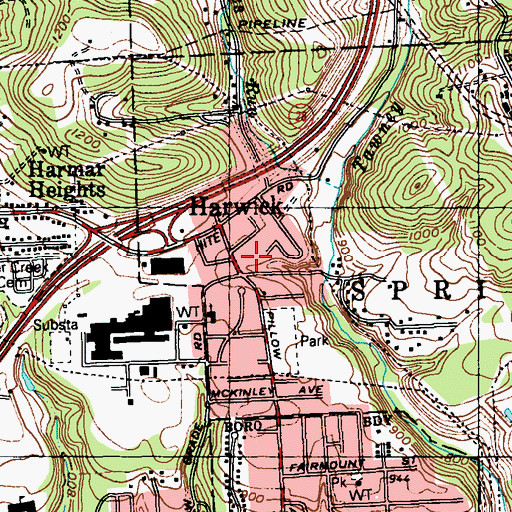 Topographic Map of Springdale Township Police Department, PA