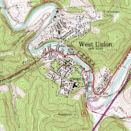 Topographic Map of West Union Police Department, WV