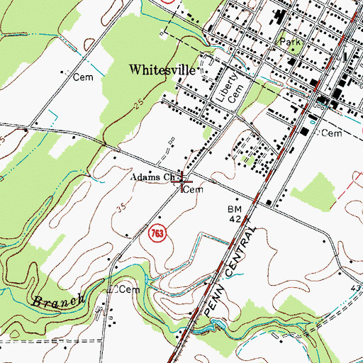 Topographic Map of Adams United Methodist Church Cemetery, VA