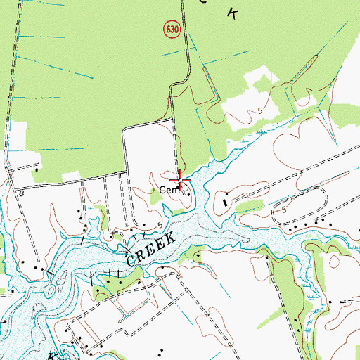 Topographic Map of Ames - Hacks Neck Cemetery, VA