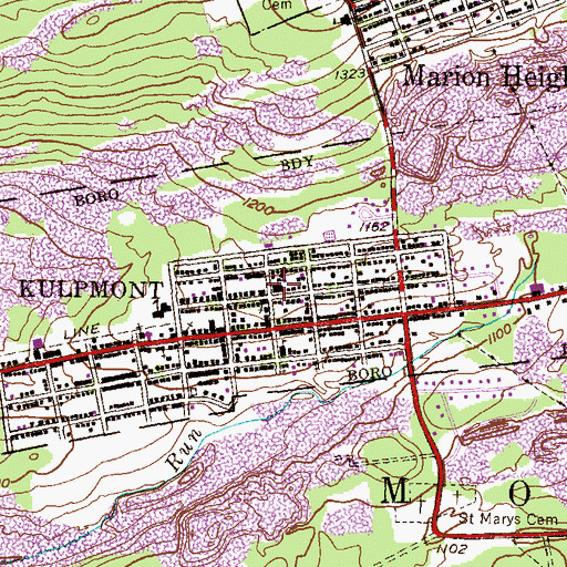 Topographic Map of Kulpmont Police Department, PA
