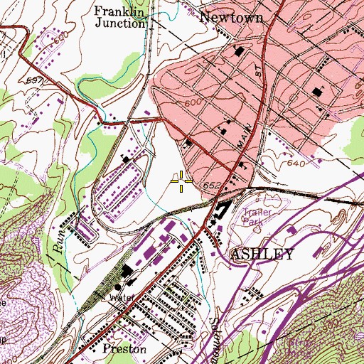 Topographic Map of Ashley Borough Police Department, PA