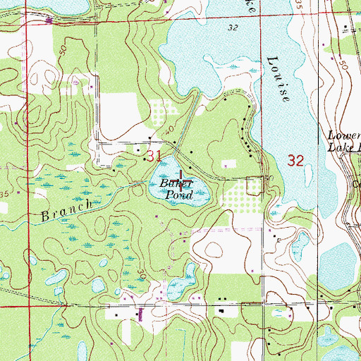 Topographic Map of Baker Pond, FL