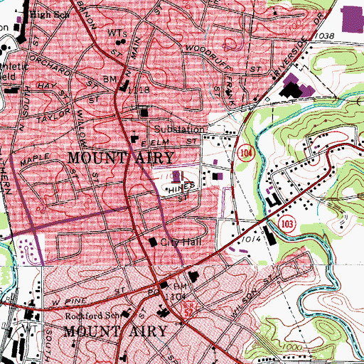 Topographic Map of Mount Airy Annex Post Office, NC
