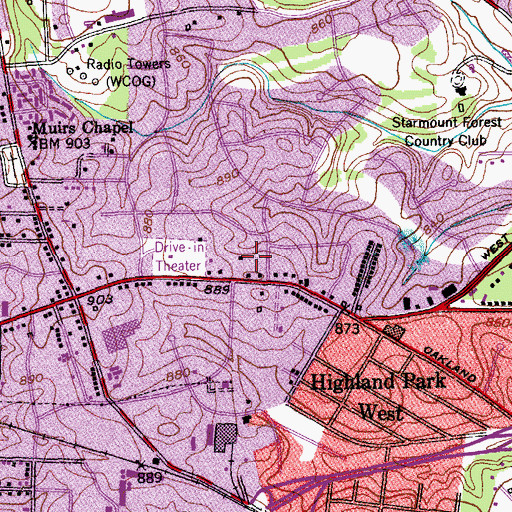 Topographic Map of Westside Annex Post Office, NC