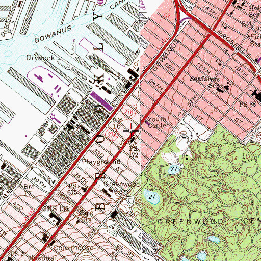 Topographic Map of New York Police Department 72nd Precinct Station, NY