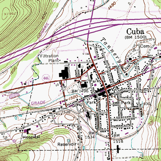 Topographic Map of Cuba Town Police Department, NY