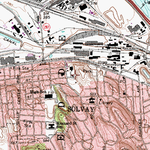 Topographic Map of Town of Geddes Police Department, NY