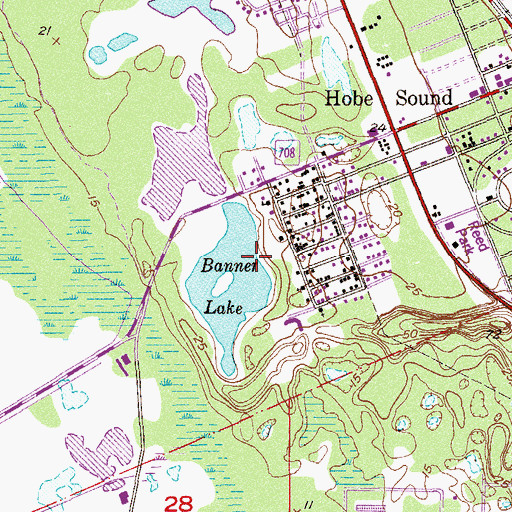 Topographic Map of Banner Lake, FL