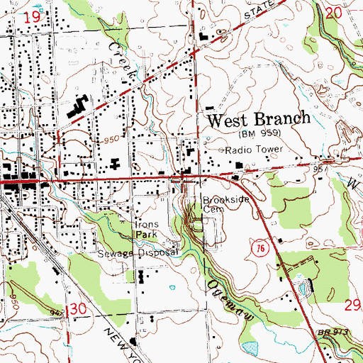 Topographic Map of Michigan State Police District 3 West Branch Post 32, MI
