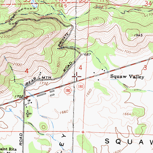 Topographic Map of Squaw Valley Post Office, CA