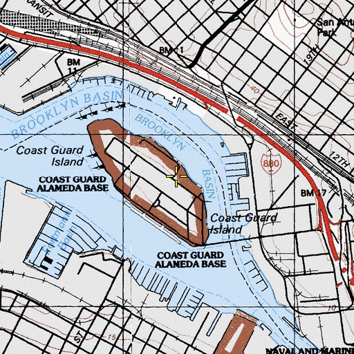Topographic Map of Coast Guard Island Post Office, CA