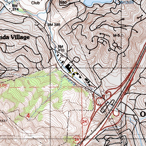 Topographic Map of Orinda Post Office, CA