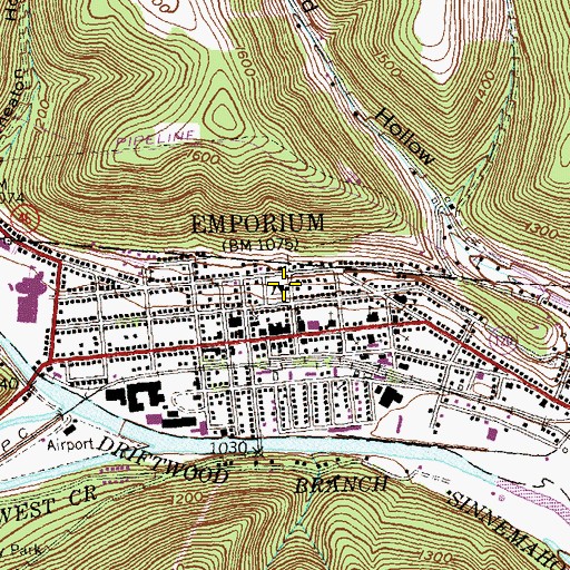 Topographic Map of Cameron County Sheriff's Office, PA