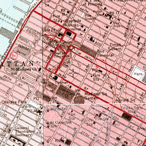 Topographic Map of New York Police Department Midtown South Precinct Station, NY