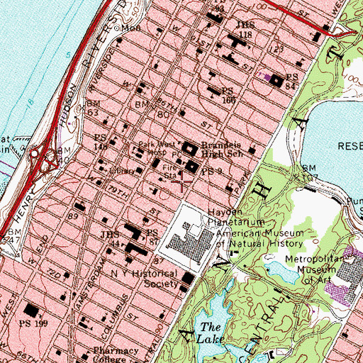 Topographic Map of New York City Police Department 20th Precinct, NY