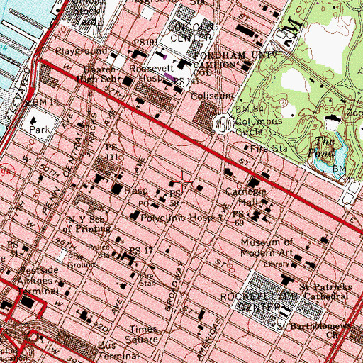 Topographic Map of New York Police Department Midtown North Precinct Station, NY