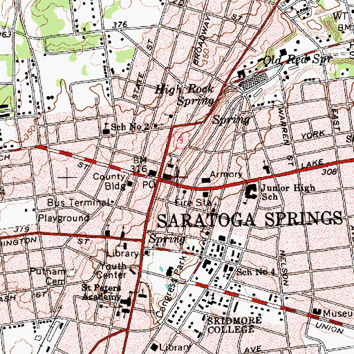 Topographic Map of Saratoga Springs Police Department, NY