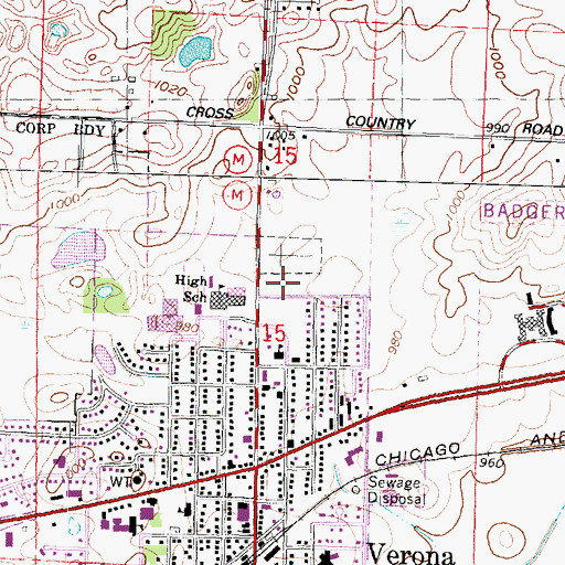 Topographic Map of Verona Cemetery, WI