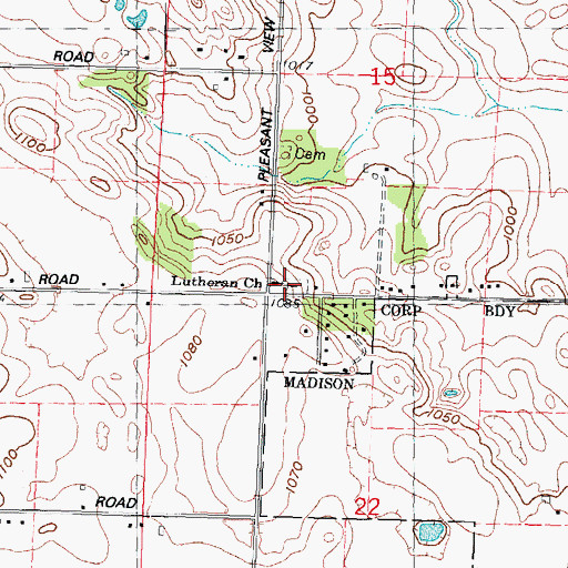 Topographic Map of First Lutheran Cemetery, WI