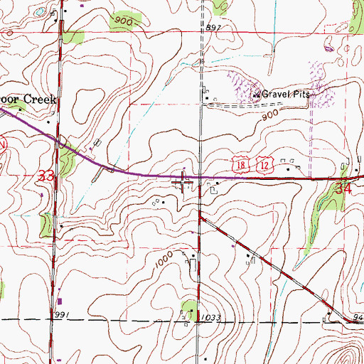 Topographic Map of Door Creek Cemetery, WI