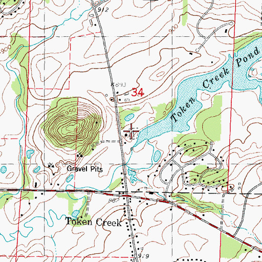 Topographic Map of Token Creek Cemetery, WI