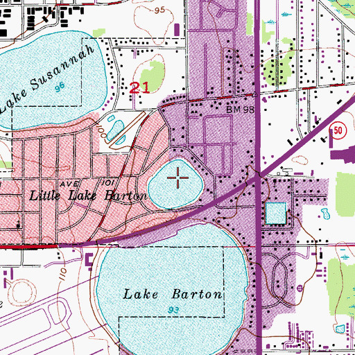 Topographic Map of Little Lake Barton, FL