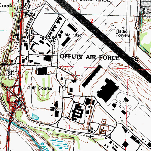 Topographic Map of Offutt Fire Department, NE