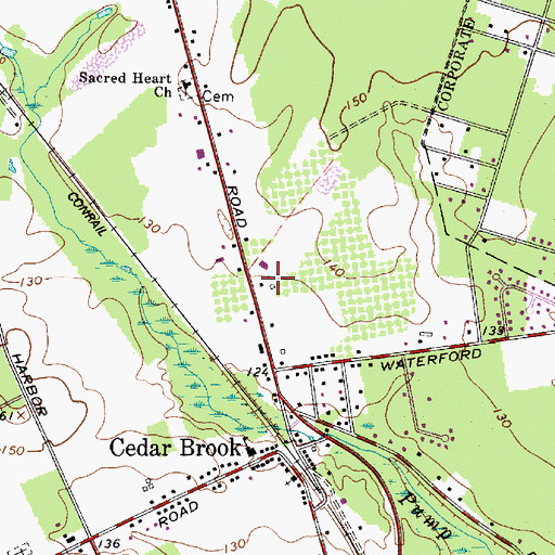 Topographic Map of Cedar Brook Post Office, NJ