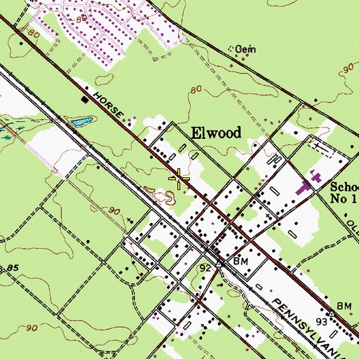 Topographic Map of Elwood Post Office, NJ